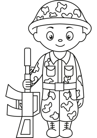 Cute Soldier From Soldiers Coloring Page